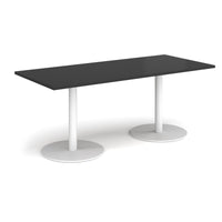 Monza rectangular dining table with flat round bases