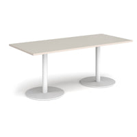Monza rectangular dining table with flat round bases