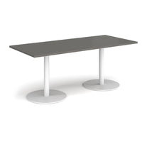Monza rectangular dining table with flat round bases