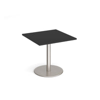 Monza square dining table with flat round base