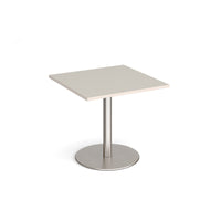 Monza square dining table with flat round base