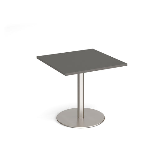 Monza square dining table with flat round base