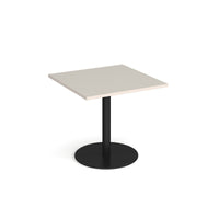 Monza square dining table with flat round base