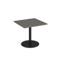 Monza square dining table with flat round base