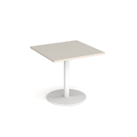 Monza square dining table with flat round base
