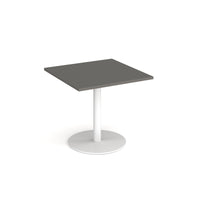 Monza square dining table with flat round base