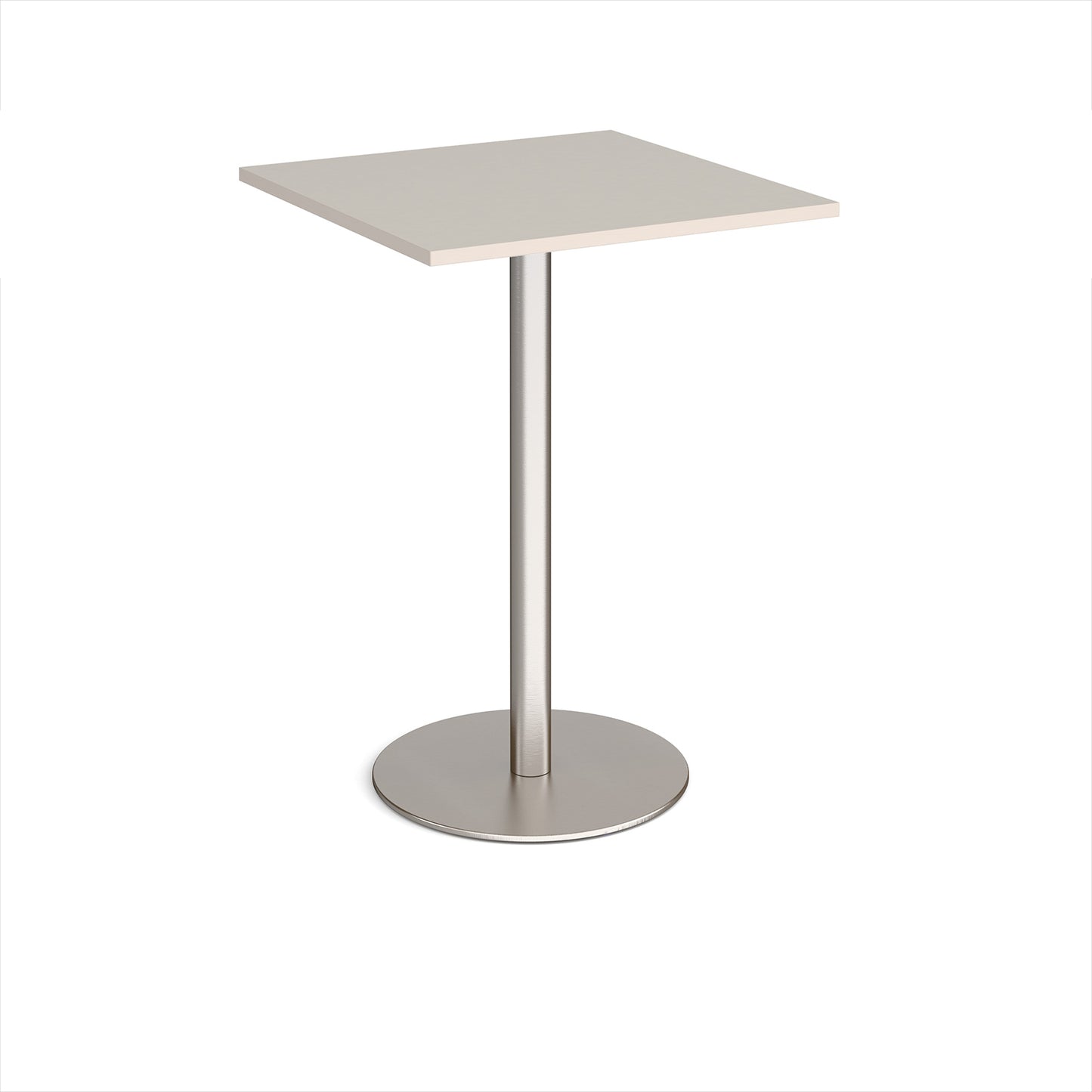 Monza square poseur table with flat round base
