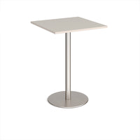 Monza square poseur table with flat round base