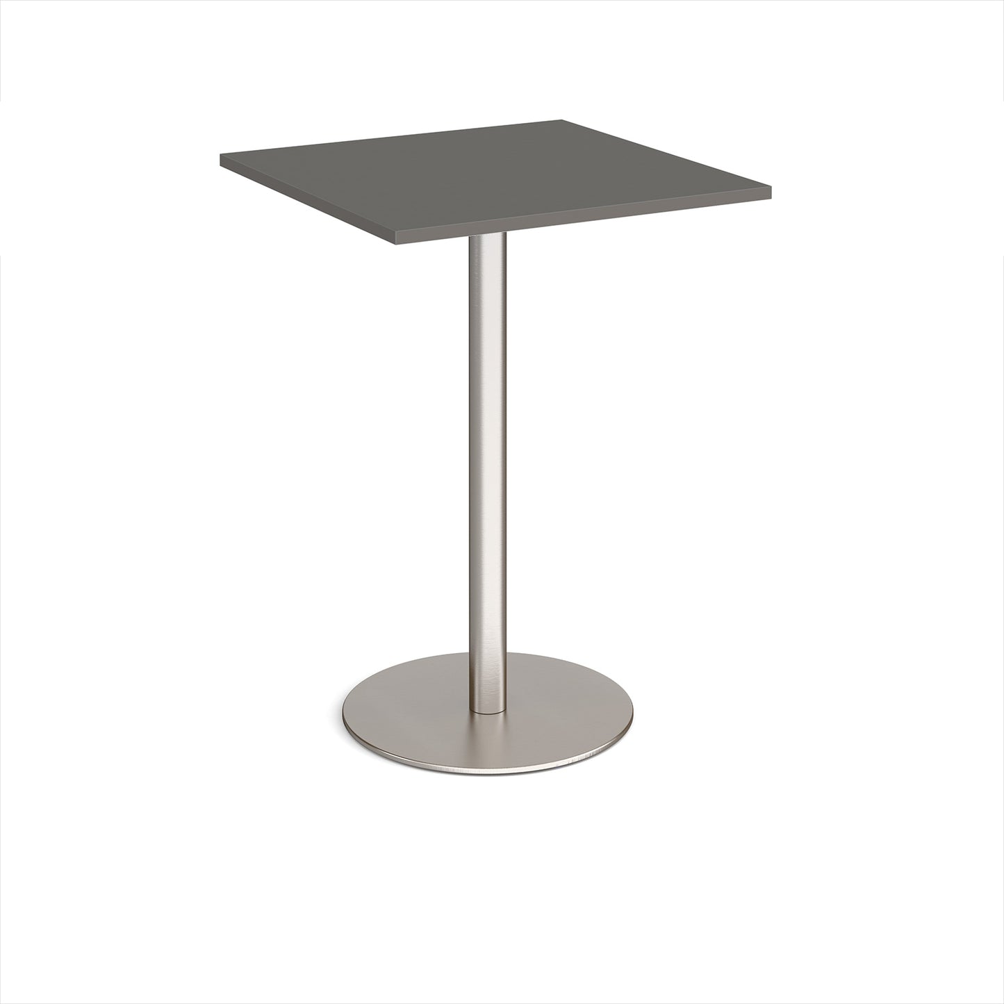 Monza square poseur table with flat round base