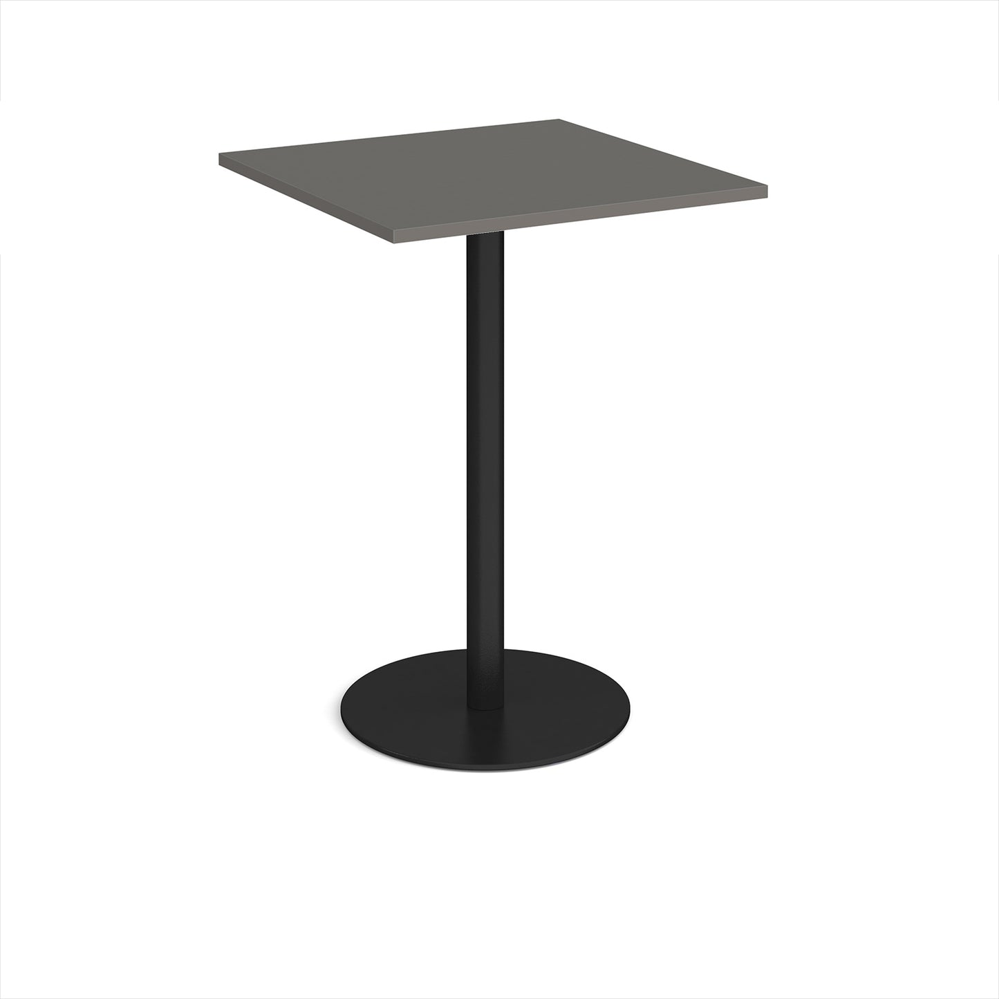 Monza square poseur table with flat round base