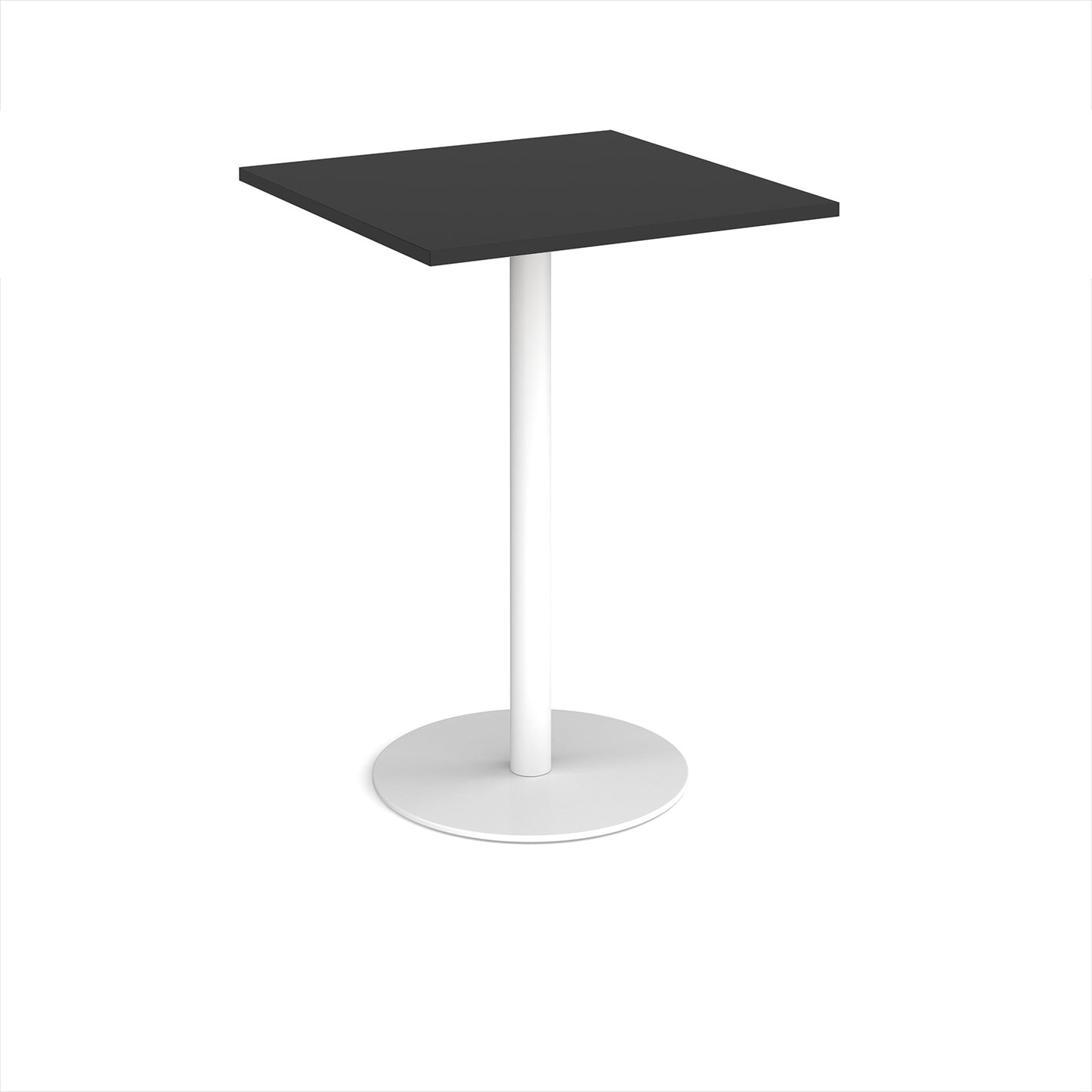 Monza square poseur table with flat round base