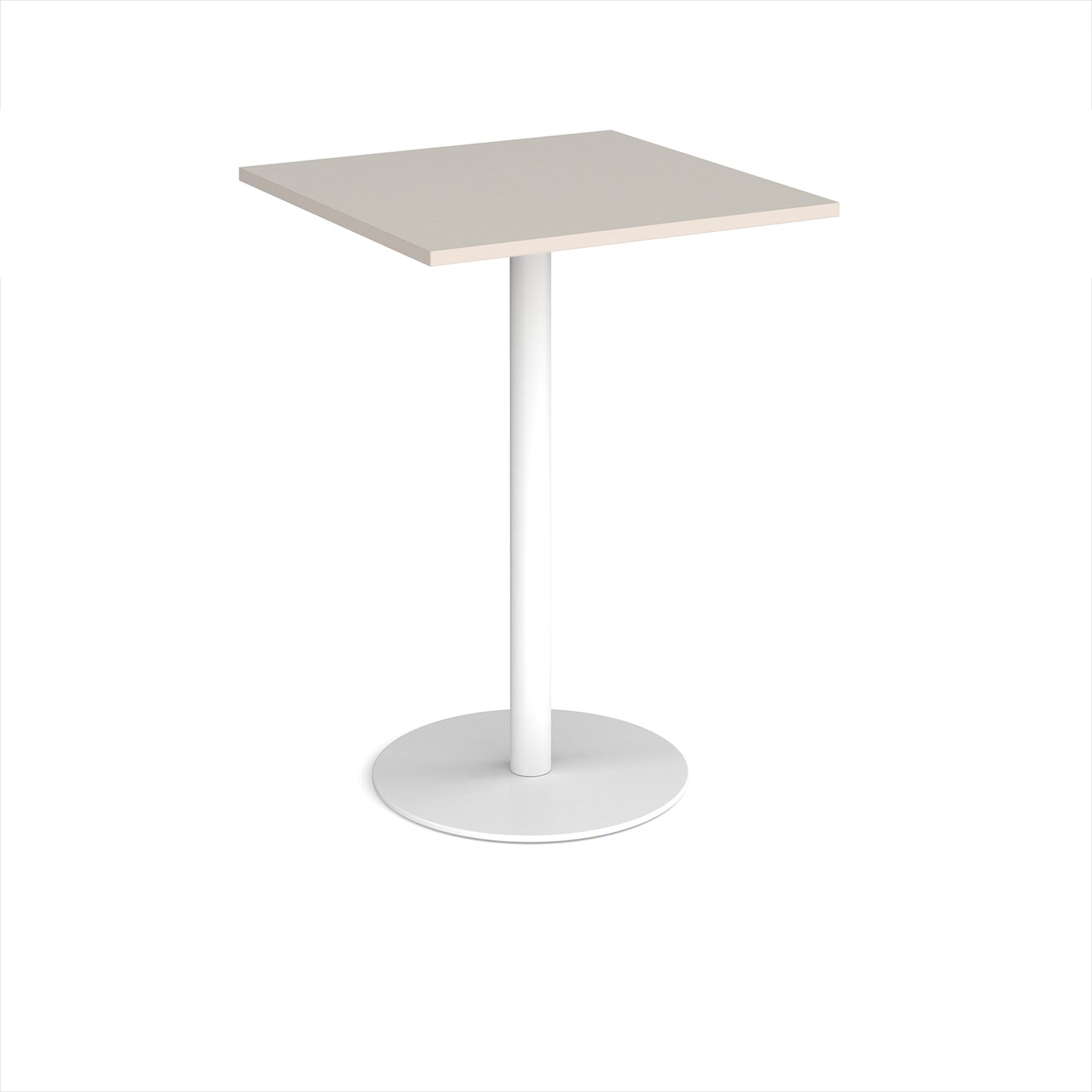 Monza square poseur table with flat round base
