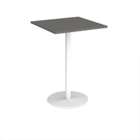 Monza square poseur table with flat round base