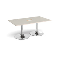 Trumpet base rectangular power ready boardroom table
