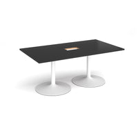 Trumpet base rectangular power ready boardroom table