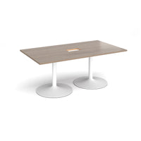 Trumpet base rectangular power ready boardroom table