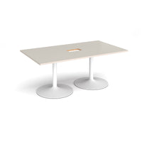 Trumpet base rectangular power ready boardroom table