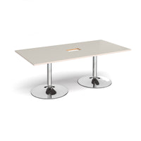 Trumpet base rectangular power ready boardroom table