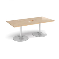 Trumpet base rectangular power ready boardroom table