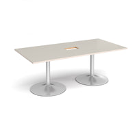 Trumpet base rectangular power ready boardroom table