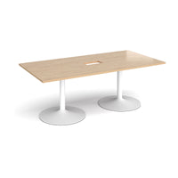 Trumpet base rectangular power ready boardroom table
