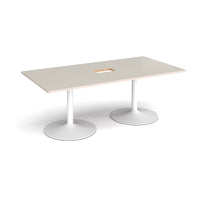 Trumpet base rectangular power ready boardroom table