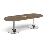 Trumpet base radial end power ready boardroom table