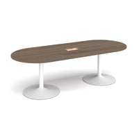 Trumpet base radial end power ready boardroom table