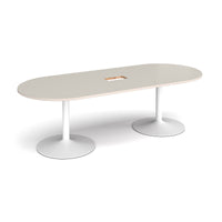 Trumpet base radial end power ready boardroom table