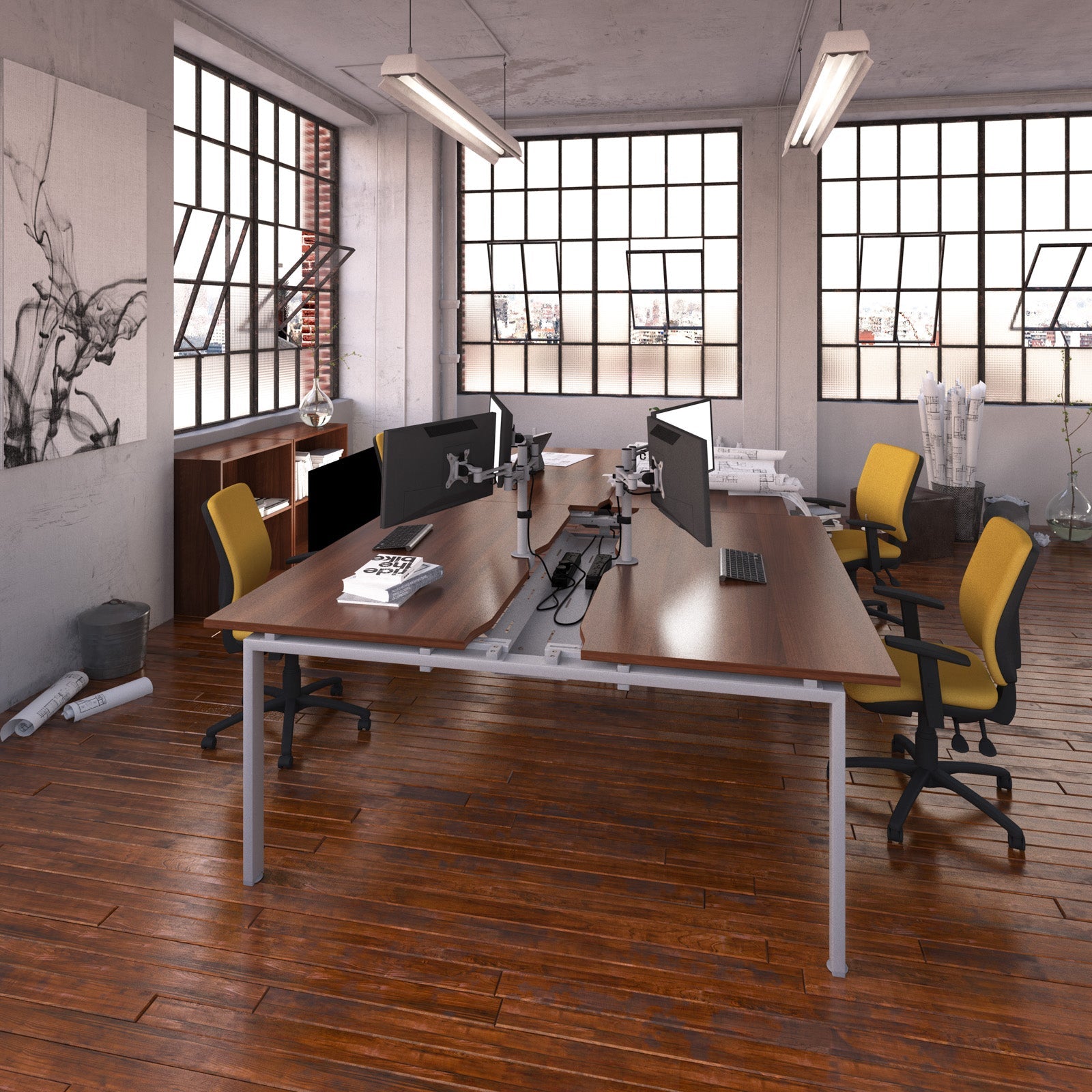 Adapt Sliding Top Triple B2B Desks 1600Mm Deep