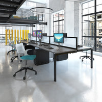 Straight glazed desktop screen with aluminium frame