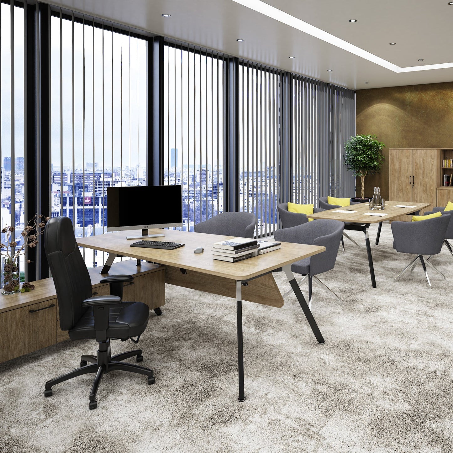 Anson Desk & Storage - Steel Leg