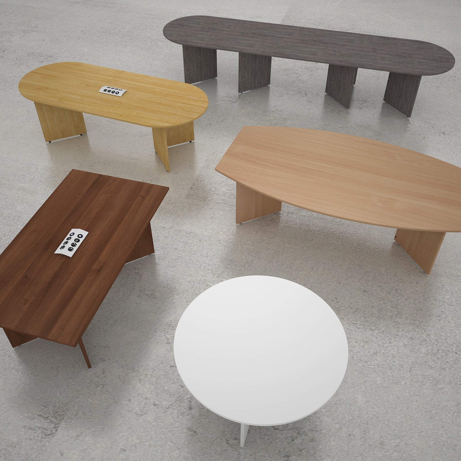 Arrow head leg radial end boardroom table