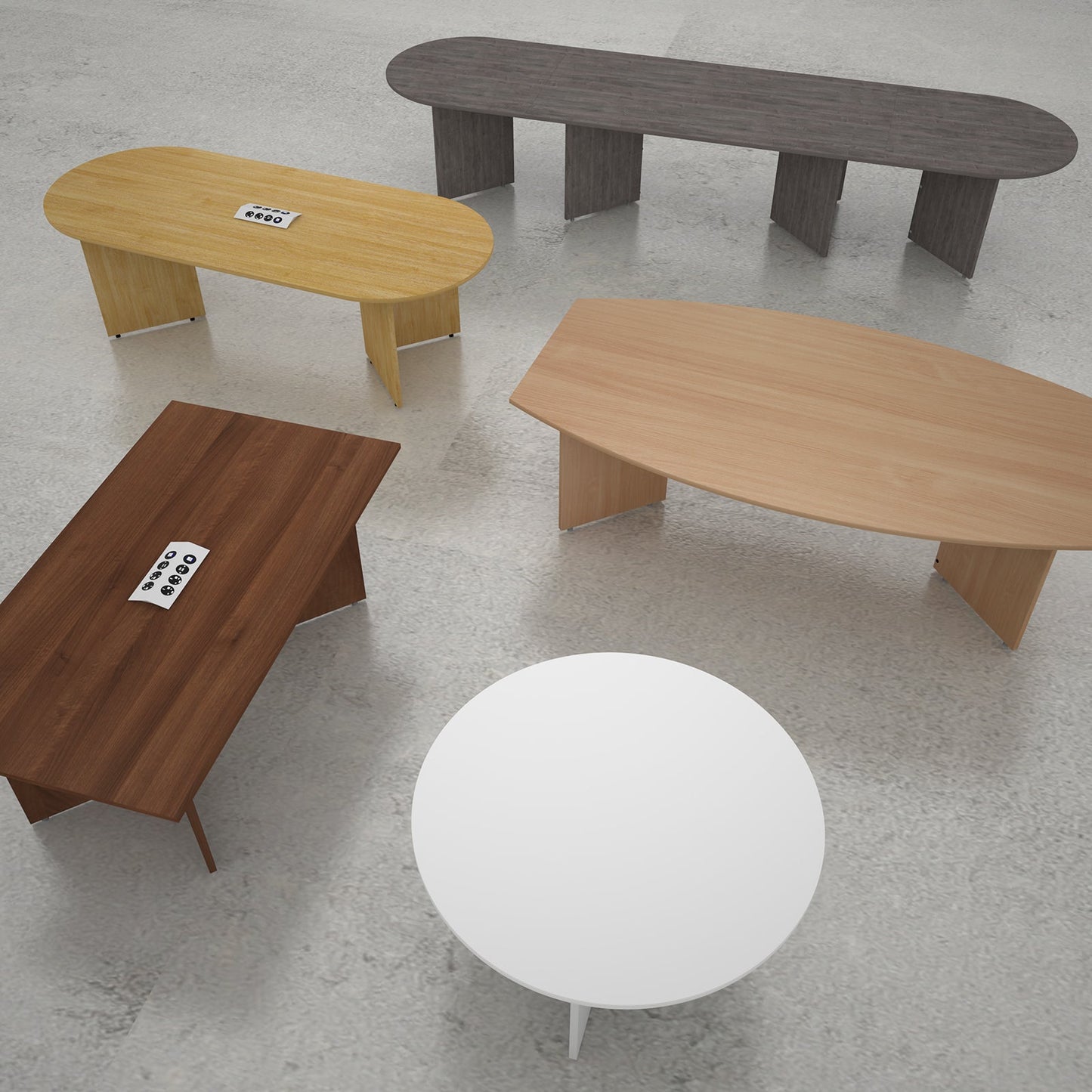 Arrow head boardroom table with power module