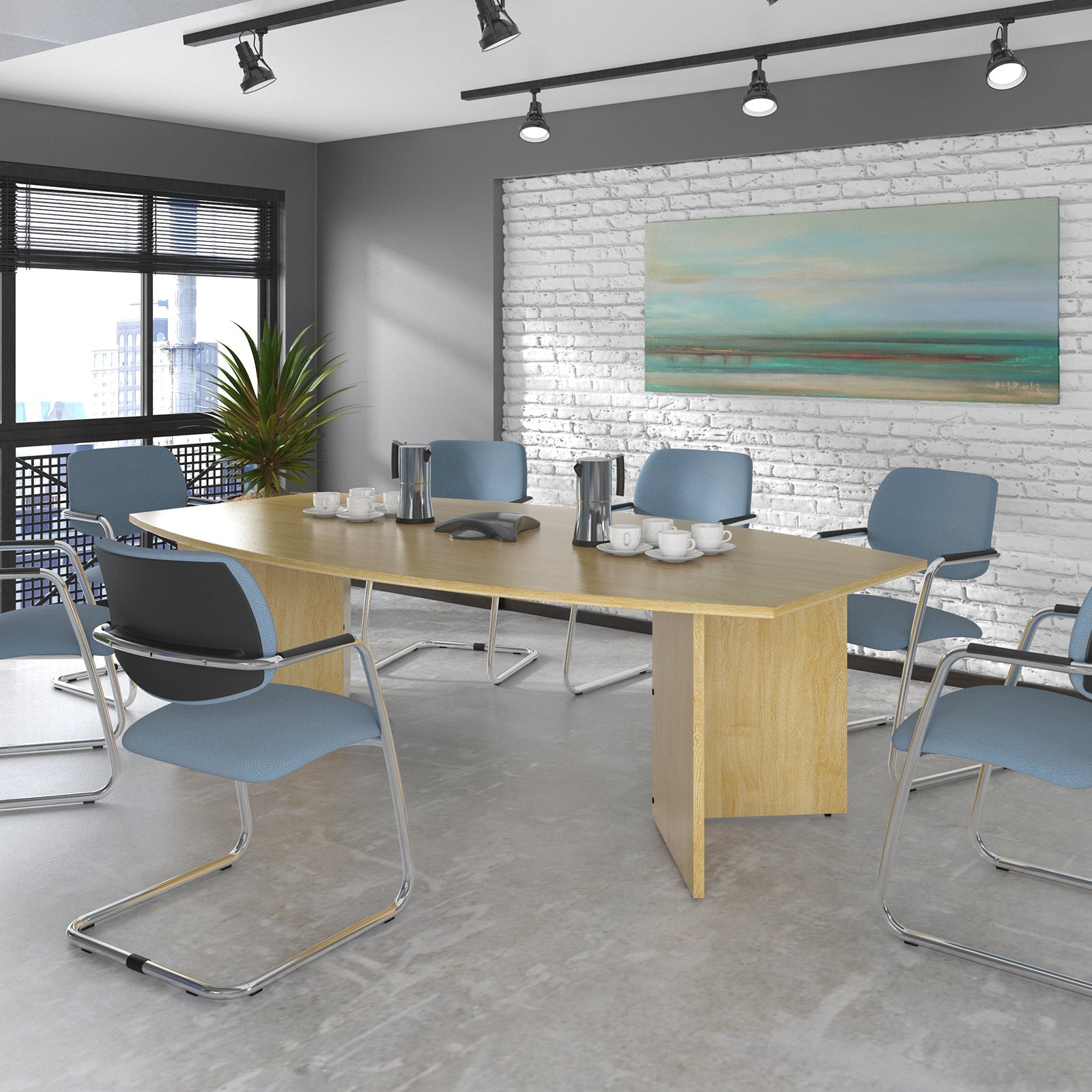 Arrow head rectangular power ready boardroom table