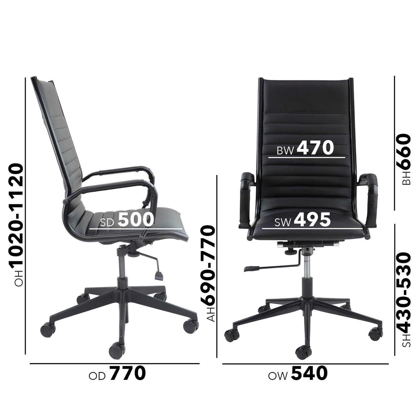 Bari high back executive chair black frame