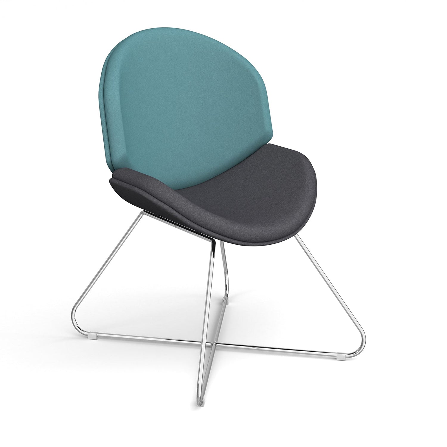 Shout fully upholstered criss-cross sled frame lounge chair