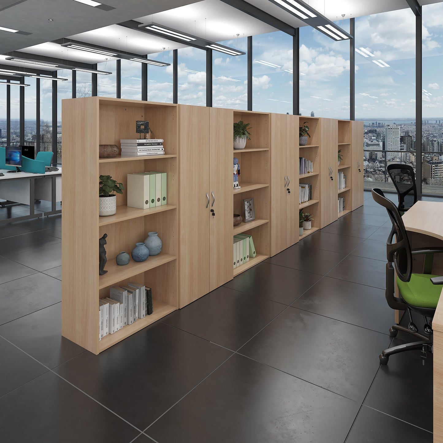Contract bookcase with shelves