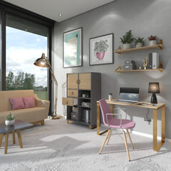 Cairo Sleigh Frame 600Mm Deep Desk With Support Pedestal and Drawers