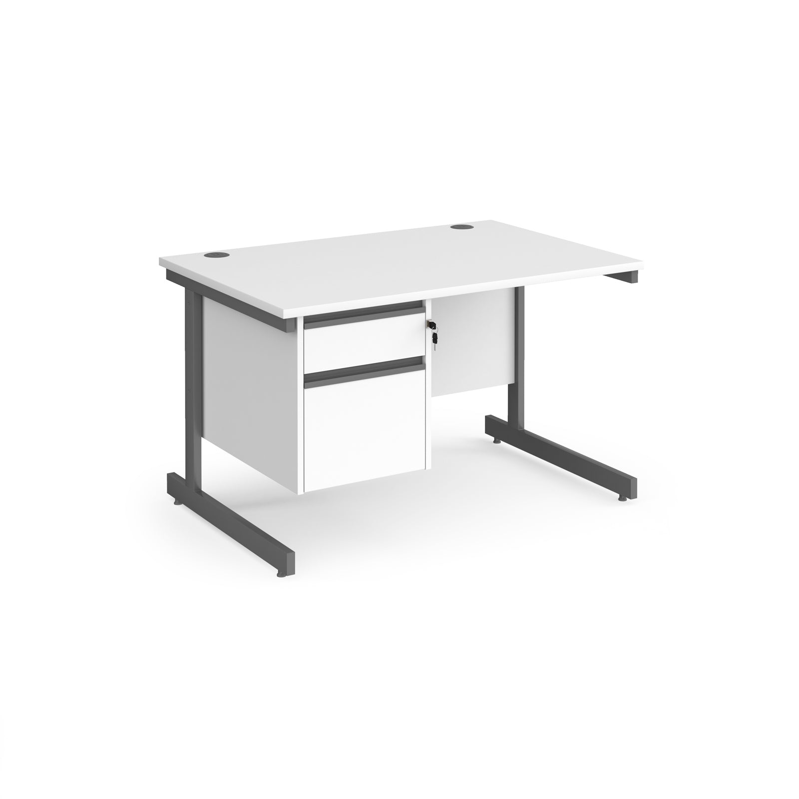 Contract 25 cantilever leg straight desk with 2 drawer pedestal