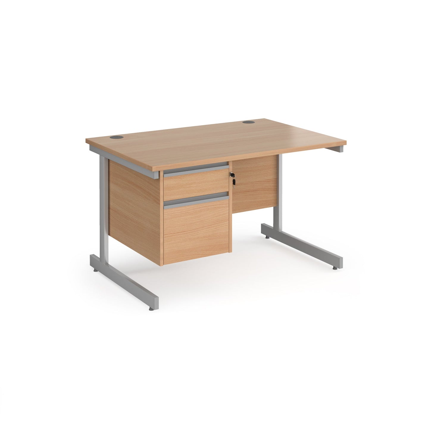 Contract 25 cantilever leg straight desk with 2 drawer pedestal