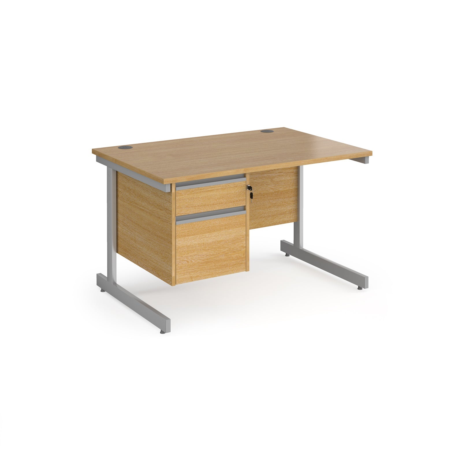 Contract 25 cantilever leg straight desk with 2 drawer pedestal