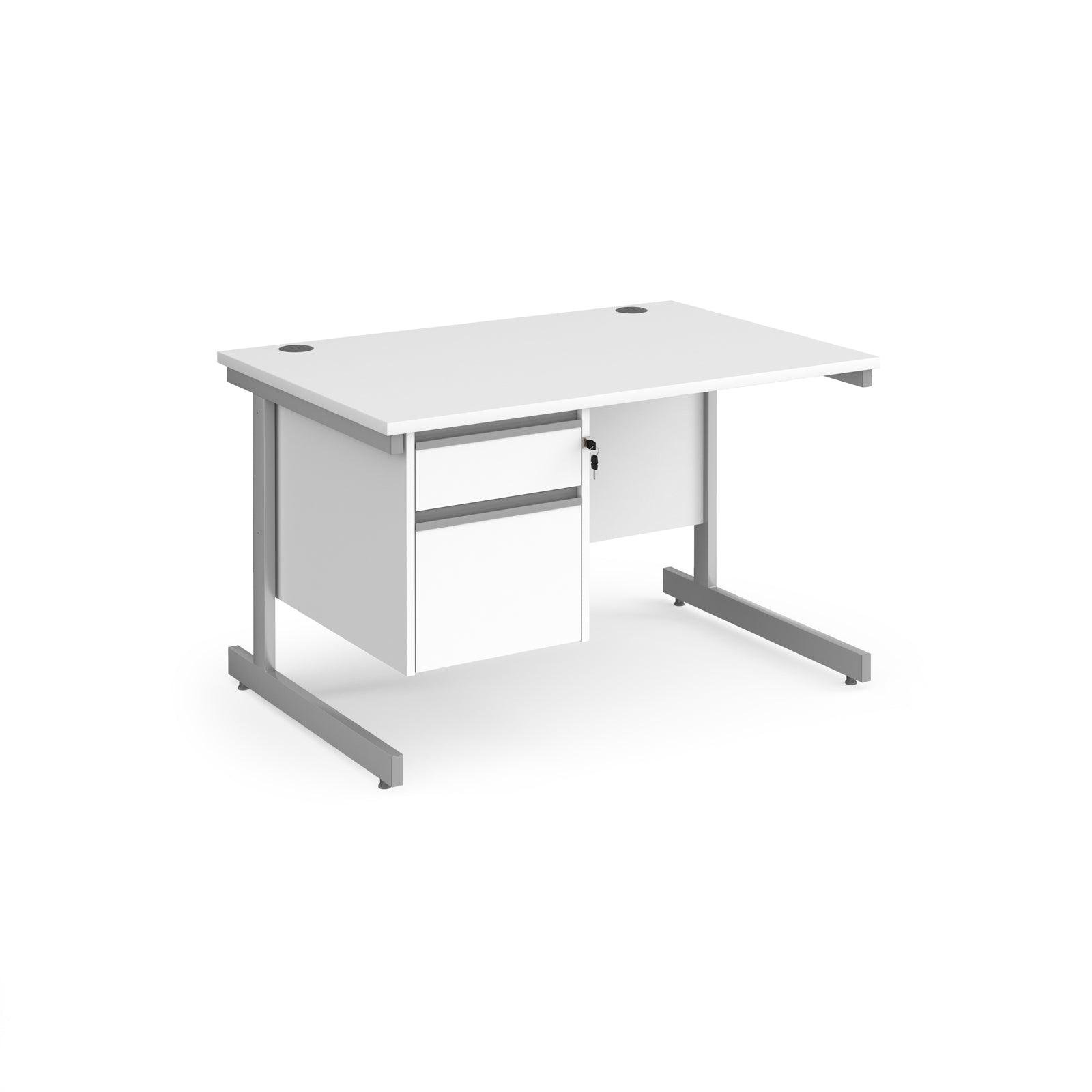 Contract 25 cantilever leg straight desk with 2 drawer pedestal