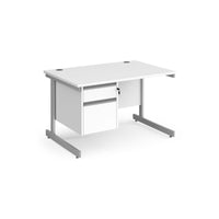Contract 25 cantilever leg straight desk with 2 drawer pedestal