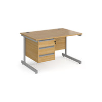 Contract 25 cantilever leg straight desk with 3 drawer pedestal