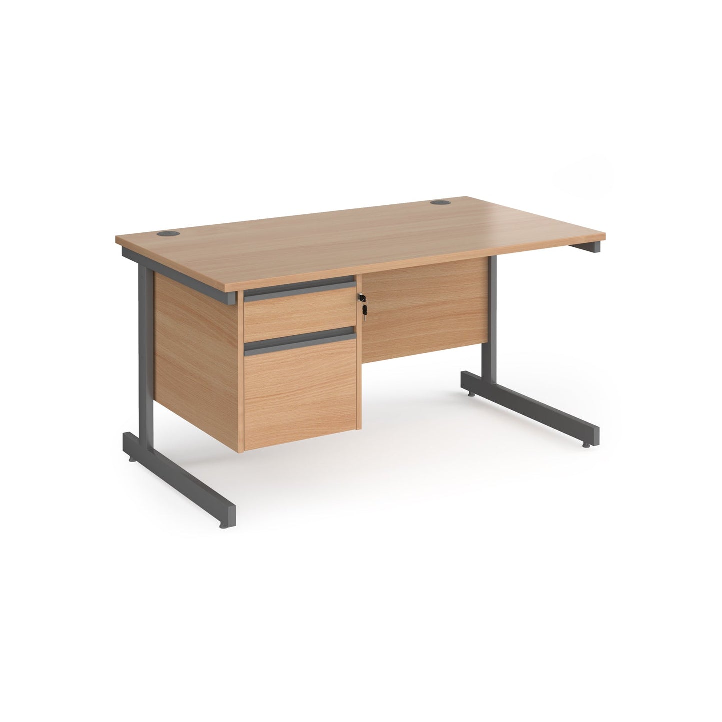 Contract 25 cantilever leg straight desk with 2 drawer pedestal