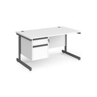 Contract 25 cantilever leg straight desk with 2 drawer pedestal