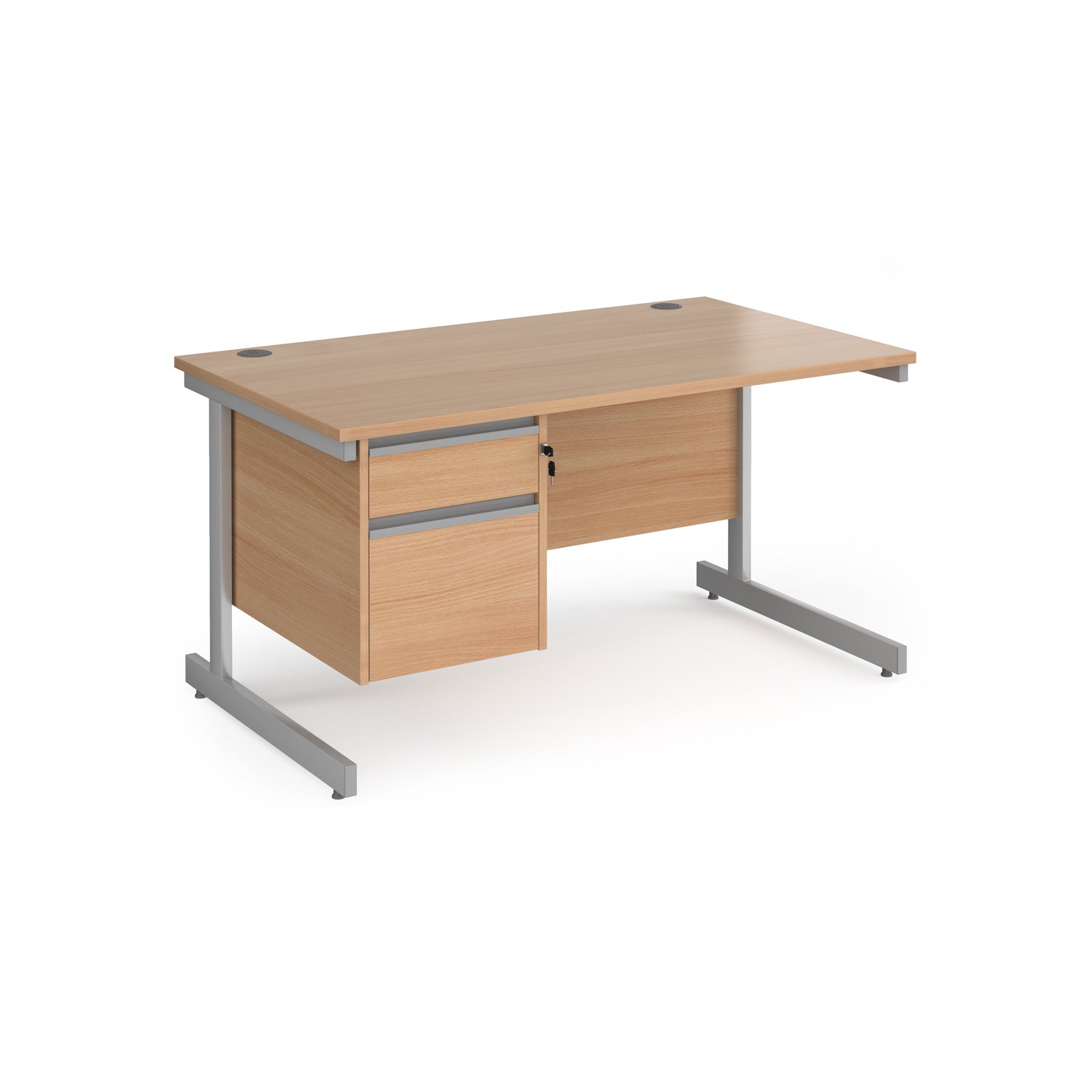 Contract 25 cantilever leg straight desk with 2 drawer pedestal