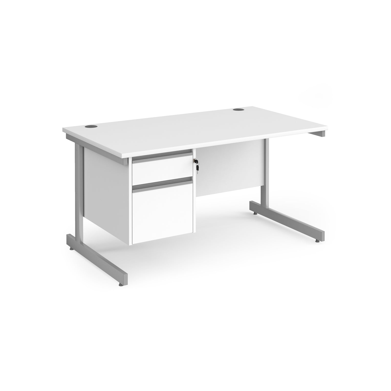 Contract 25 cantilever leg straight desk with 2 drawer pedestal