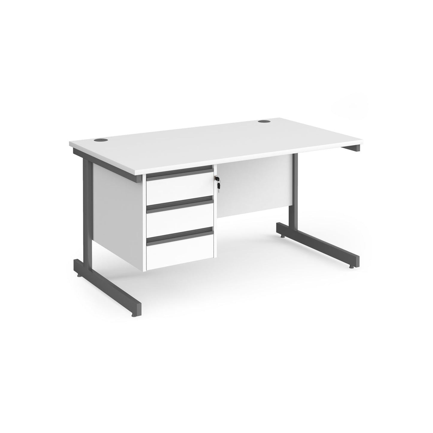 Contract 25 cantilever leg straight desk with 3 drawer pedestal